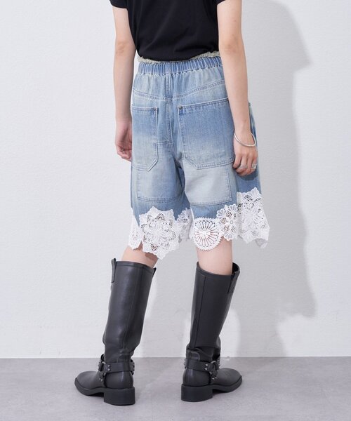 etsinta(エシンタ)の「【etsinta】裾レースイージーデニムショーツ(デニムパンツ・レディース・インディゴブルー・ONE SIZE)」の6枚目の写真