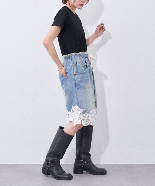 etsinta(エシンタ)の「【etsinta】裾レースイージーデニムショーツ(デニムパンツ・レディース・インディゴブルー・ONE SIZE)」の10枚目の写真