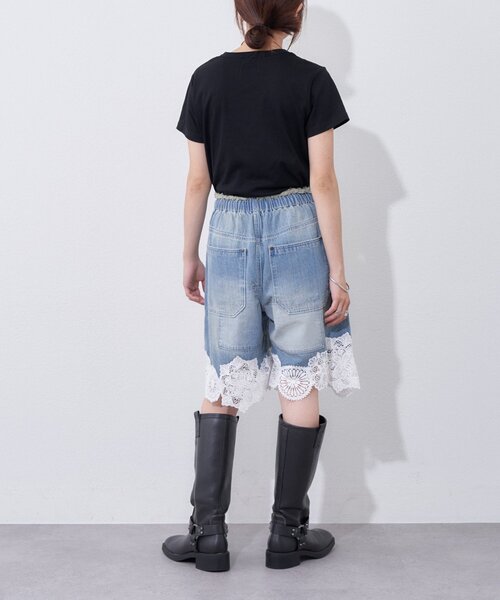 etsinta(エシンタ)の「【etsinta】裾レースイージーデニムショーツ(デニムパンツ・レディース・インディゴブルー・ONE SIZE)」の11枚目の写真