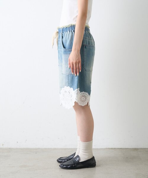etsinta(エシンタ)の「【etsinta】裾レースイージーデニムショーツ(デニムパンツ・レディース・インディゴブルー・ONE SIZE)」の13枚目の写真