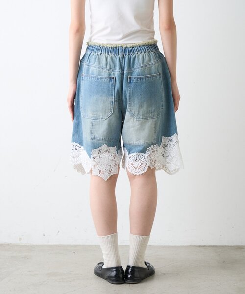 etsinta(エシンタ)の「【etsinta】裾レースイージーデニムショーツ(デニムパンツ・レディース・インディゴブルー・ONE SIZE)」の14枚目の写真