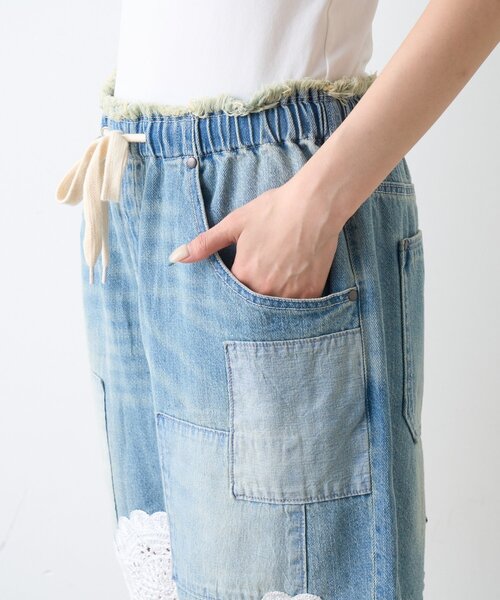 etsinta(エシンタ)の「【etsinta】裾レースイージーデニムショーツ(デニムパンツ・レディース・インディゴブルー・ONE SIZE)」の16枚目の写真