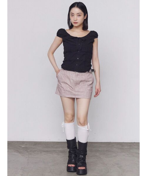 EMODA(エモダ)の「ツイルボクシーミニスカート(スカート・レディース・ベージュ/ピンク/グレー・MEDIUM/SMALL)」の16枚目の写真
