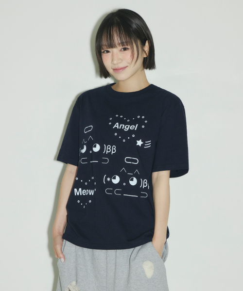 SLEEKGLOW（スリック グロウ）の「エンジェルエモジTシャツ[ネイビー]（Tシャツ/カットソー・レディース・その他・FREE）」の5枚目の写真