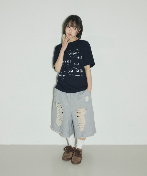 SLEEKGLOW（スリック グロウ）の「エンジェルエモジTシャツ[ネイビー]（Tシャツ/カットソー・レディース・その他・FREE）」の3枚目の写真