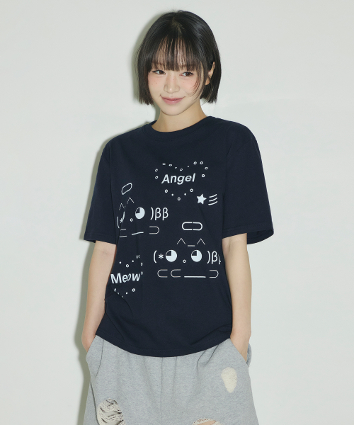 SLEEKGLOW（スリック グロウ）の「エンジェルエモジTシャツ[ネイビー]（Tシャツ/カットソー・レディース・その他・FREE）」の4枚目の写真