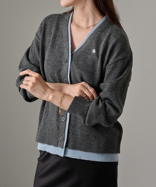POLO BCS(ポロ ビーシーエス)の「【POLO BCS】ポロバイカラーVネックカーディガン(カーディガン/ボレロ・レディース・ライトグレー/ブラウン/チャコールグレー・M/L)」の2枚目の写真