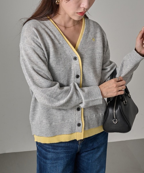 POLO BCS(ポロ ビーシーエス)の「【POLO BCS】ポロバイカラーVネックカーディガン(カーディガン/ボレロ・レディース・ライトグレー/ブラウン/チャコールグレー・M/L)」の1枚目の写真