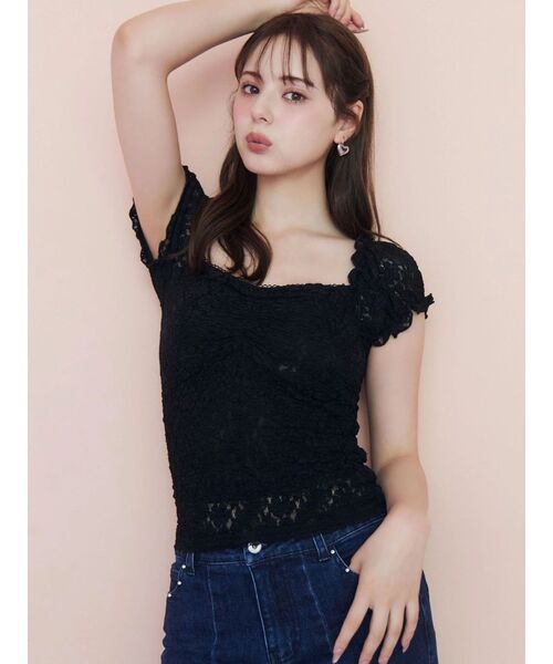 CALNAMUR(カルナムール)の「カップインフリルブラウス(Tシャツ/カットソー・レディース・ブラック/アイボリー・FREE)」の15枚目の写真