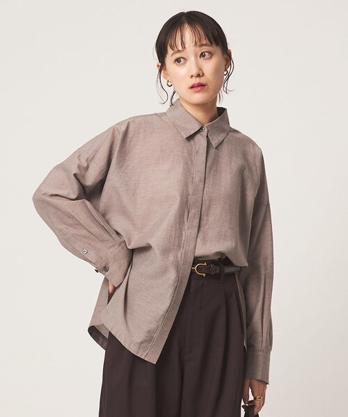 green label relaxing(グリーンレーベルリラクシング)の「MANTECO シャツ(シャツ/ブラウス・レディース・ナチュラル/モカ/ダークグレー・FREE)」の1枚目の写真