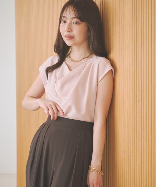 La boutique BonBon（ラブティックボンボン）の「【美人見え】ドレープネックジョーゼットブラウス（シャツ/ブラウス・レディース・ホワイト/ネイビー/ピンク・FREE）」の22枚目の写真