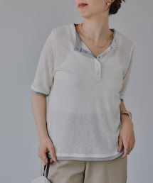 ヘンリーネック バイカラー シアー Ｔシャツ
