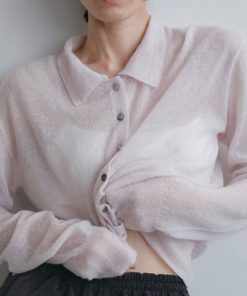 anuke（アンヌーク）の「anuke　Over Knit Shirts オーバーニットシャツ/62620542（ニット/セーター・レディース・アイボリー/ピンク・ONE SIZE）」の2枚目の写真