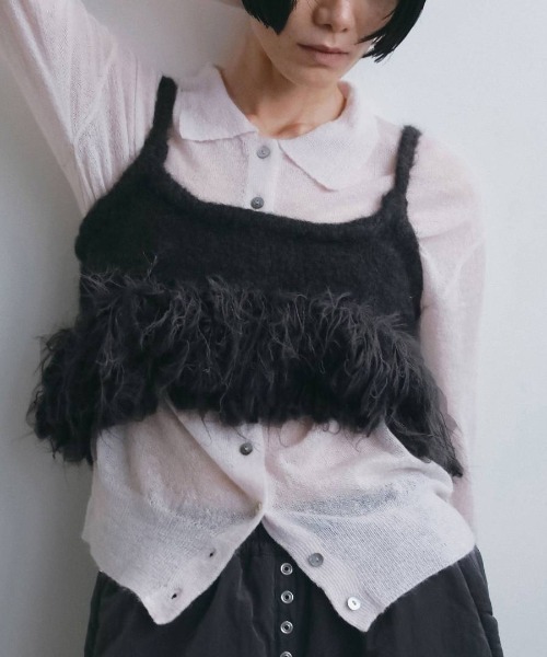 anuke（アンヌーク）の「anuke　Over Knit Shirts オーバーニットシャツ/62620542（ニット/セーター・レディース・アイボリー/ピンク・ONE SIZE）」の6枚目の写真