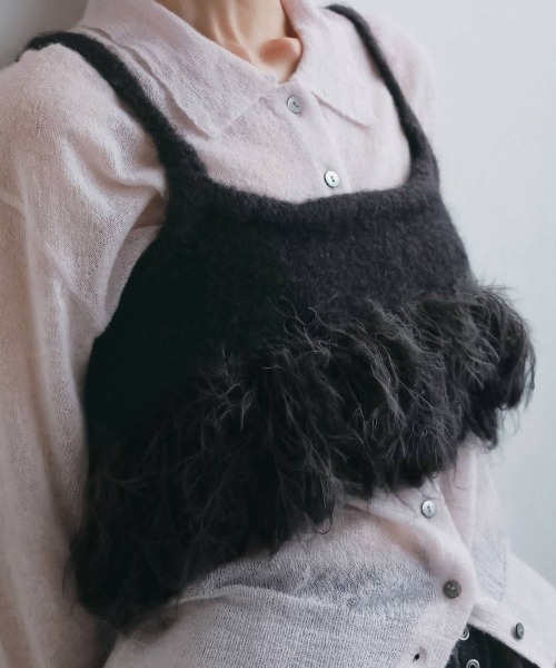 anuke（アンヌーク）の「anuke　Over Knit Shirts オーバーニットシャツ/62620542（ニット/セーター・レディース・アイボリー/ピンク・ONE SIZE）」の7枚目の写真