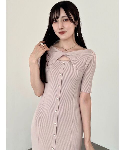 MERCURYDUO(マーキュリーデュオ)の「カットアウトリブワンピース(ワンピース・レディース・ベージュ/チャコールグレー・FREE)」の12枚目の写真