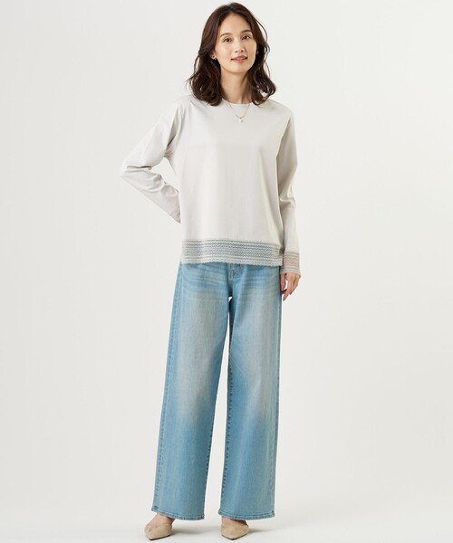 J.PRESS(ジェイプレス)の「【レイヤードスタイルに】コットンスムース レースデザイン カットソー(Tシャツ/カットソー・レディース・ネイビー系/ライトグレー系/ホワイト系/ダルブルー系・MEDIUM/LARGE)」の11枚目の写真