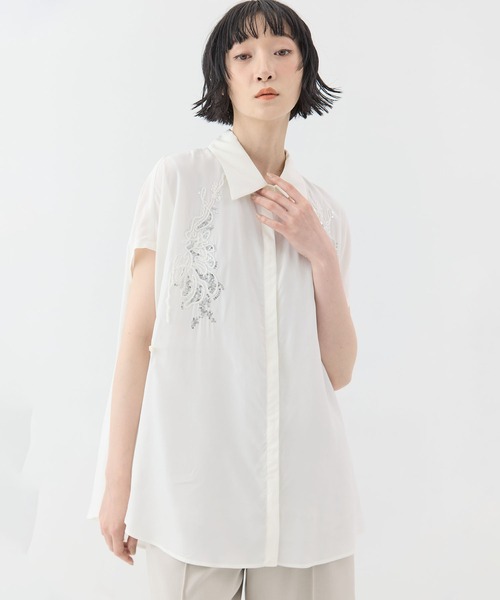MURRAL(ミューラル)の「【MURRAL/ミューラル】Veil embroidered shirt/ベールエンブロイダリーシャツ(シャツ/ブラウス・レディース・ホワイト/ブラック・FREE)」の3枚目の写真