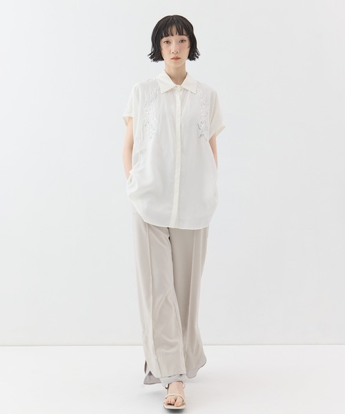 MURRAL(ミューラル)の「【MURRAL/ミューラル】Veil embroidered shirt/ベールエンブロイダリーシャツ(シャツ/ブラウス・レディース・ホワイト/ブラック・FREE)」の6枚目の写真