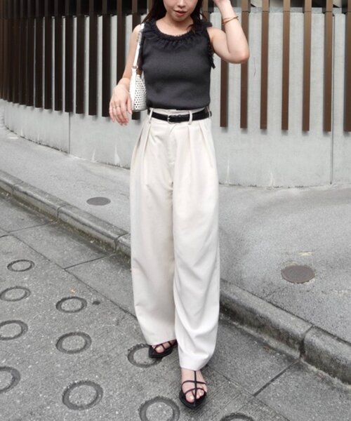 CAPRICIEUX LE'MAGE(カプリシューレマージュ)の「チュールフリルリブタンク(Tシャツ/カットソー・レディース・チャコールグレー/オフホワイト・FREE)」の19枚目の写真