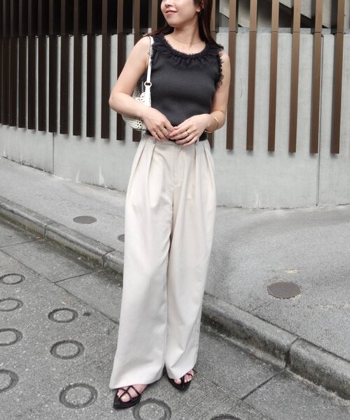 CAPRICIEUX LE'MAGE(カプリシューレマージュ)の「チュールフリルリブタンク(Tシャツ/カットソー・レディース・チャコールグレー/オフホワイト・FREE)」の22枚目の写真