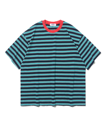 TAILOR STUDIO（テーラースタジオ）の「クラシックストライプ半袖Tシャツ（ネイビー/ミント）（Tシャツ/カットソー）」