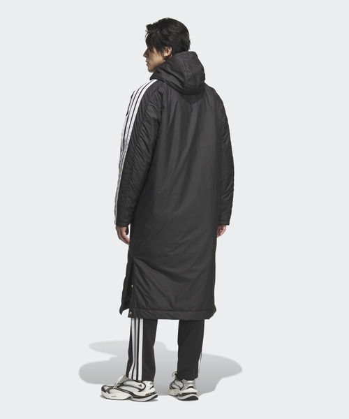 adidas(アディダス)の「スリーストライプス ルーズフィット ロング ボアコート / アディダス adidas(ダウンジャケット/コート・メンズ・ブラック・XX-LARGE/3XL/LARGE/MEDIUM/X-LARGE/SMALL/X-SMALL)」の2枚目の写真