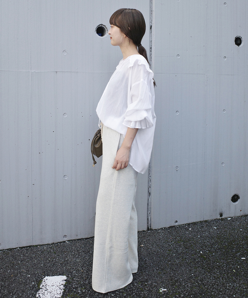 normment(ノーメント)の「normment/ノーメント COTTON RAYON PINTUCK COLLAR BLOUSE S26P1586(シャツ/ブラウス・レディース・ホワイト/ブラック・FREE)」の5枚目の写真