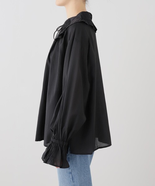 normment(ノーメント)の「normment/ノーメント COTTON RAYON PINTUCK COLLAR BLOUSE S26P1586(シャツ/ブラウス・レディース・ホワイト/ブラック・FREE)」の11枚目の写真