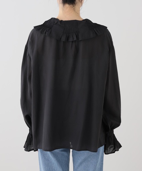 normment(ノーメント)の「normment/ノーメント COTTON RAYON PINTUCK COLLAR BLOUSE S26P1586(シャツ/ブラウス・レディース・ホワイト/ブラック・FREE)」の12枚目の写真