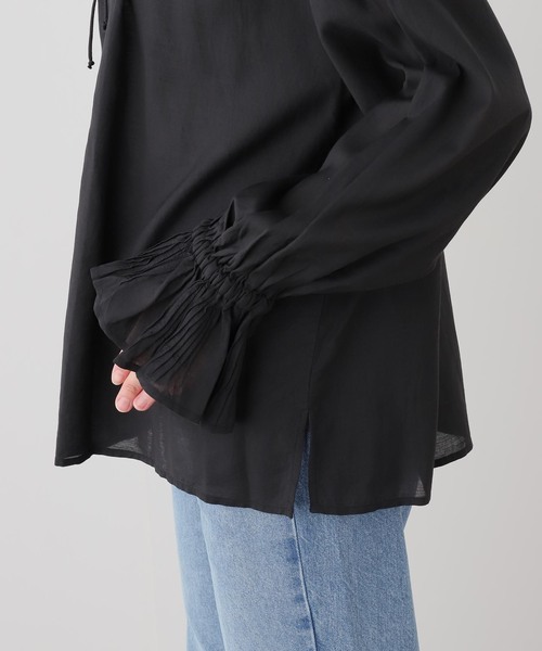 normment(ノーメント)の「normment/ノーメント COTTON RAYON PINTUCK COLLAR BLOUSE S26P1586(シャツ/ブラウス・レディース・ホワイト/ブラック・FREE)」の14枚目の写真