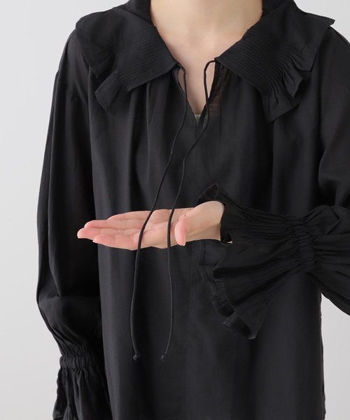 normment(ノーメント)の「normment/ノーメント COTTON RAYON PINTUCK COLLAR BLOUSE S26P1586(シャツ/ブラウス・レディース・ホワイト/ブラック・FREE)」の15枚目の写真