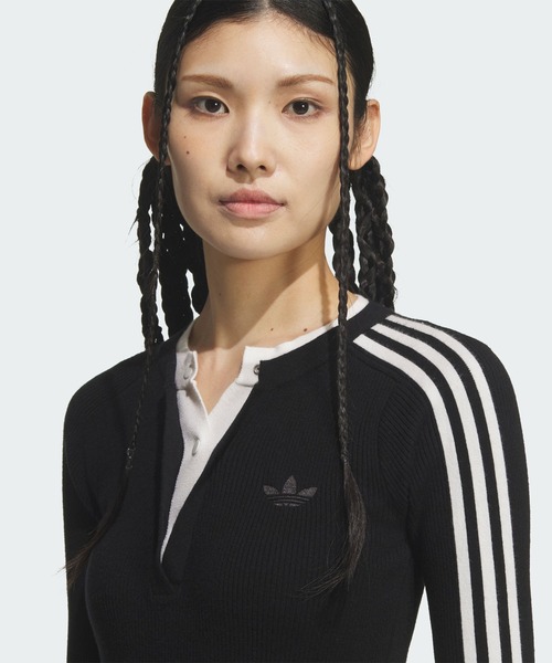 adidas(アディダス)の「プレミアム 3S ボタン クルー スウェット / トレーナー / アディダスオリジナルス adidas Originals(スウェット・レディース・ブラック・X-SMALL/X-LARGE/SMALL/MEDIUM/LARGE/XX-LARGE)」の4枚目の写真