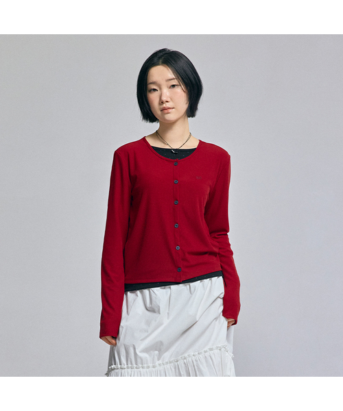AWESOME STUDIO(オーサムスタジオ)の「レイヤードリブカーディガンTシャツワイン(Tシャツ/カットソー・レディース・ワイン・FREE)」の1枚目の写真