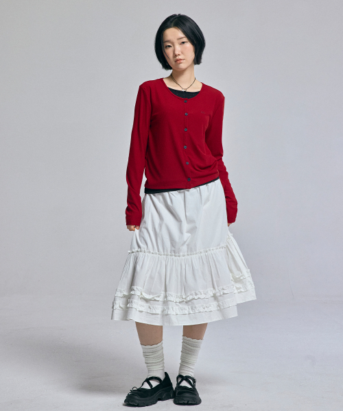 AWESOME STUDIO(オーサムスタジオ)の「レイヤードリブカーディガンTシャツワイン(Tシャツ/カットソー・レディース・ワイン・FREE)」の3枚目の写真