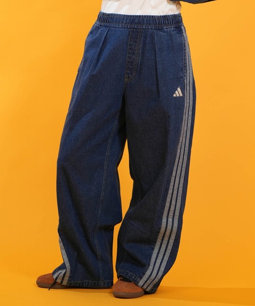 adidas(アディダス)の「adidas/アディダス WOMEN STADIUM ウオッシュデニムパンツ L6439(デニムパンツ・レディース・ブラック/インディゴブルー/ライトインディゴブルー・S/L/M)」の1枚目の写真