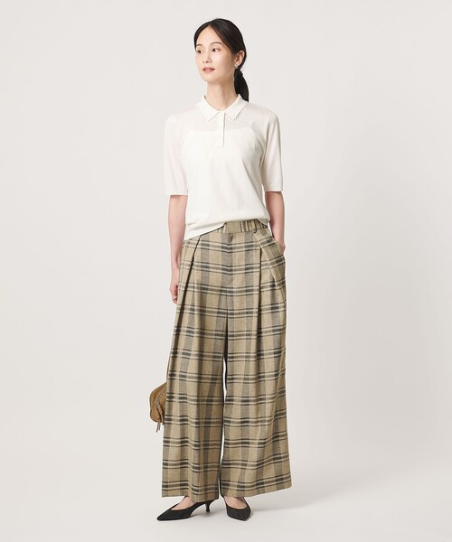 UNITED ARROWS（ユナイテッドアローズ）の「パールライク ポロニット ‐ウォッシャブル‐（ニット/セーター・レディース・ブラック/ベージュ/オフホワイト・FREE）」の8枚目の写真
