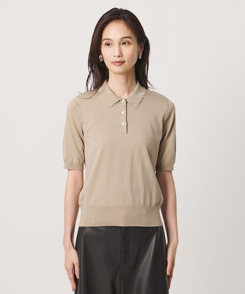 UNITED ARROWS（ユナイテッドアローズ）の「パールライク ポロニット ‐ウォッシャブル‐（ニット/セーター・レディース・ブラック/ベージュ/オフホワイト・FREE）」の12枚目の写真