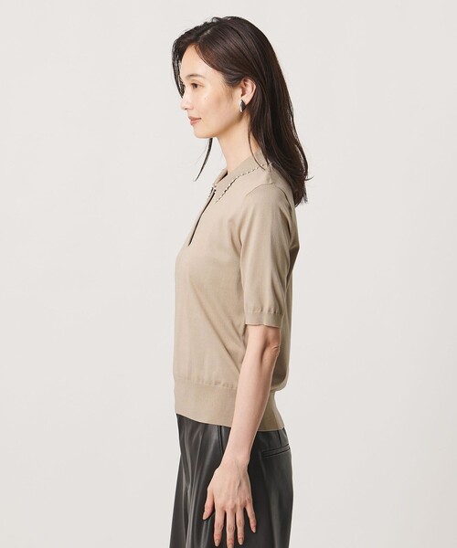 UNITED ARROWS（ユナイテッドアローズ）の「パールライク ポロニット ‐ウォッシャブル‐（ニット/セーター・レディース・ブラック/ベージュ/オフホワイト・FREE）」の13枚目の写真