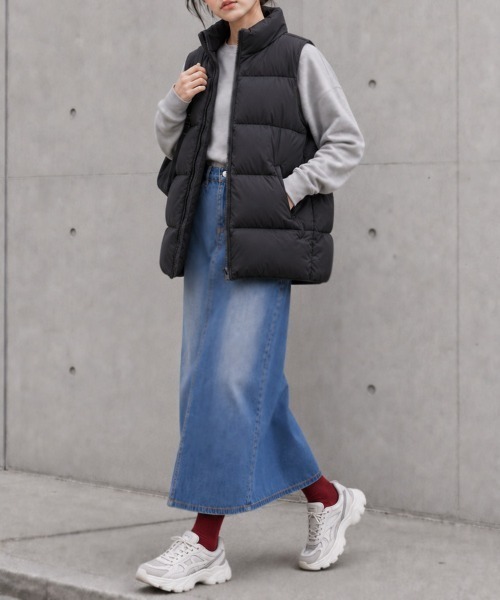 CLOTHY（クロシィ）の「【すらっと縦長シルエット】デニムロングスカート（デニムスカート・レディース・ブルー/ブラック・FREE）」の17枚目の写真