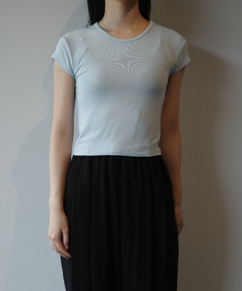CLANE（クラネ）の「CLANE SOFT SHEER COMPACT TOPS（Tシャツ/カットソー・レディース・ブラウン/ブラック/ライトブルー/ホワイト・1/2）」の4枚目の写真