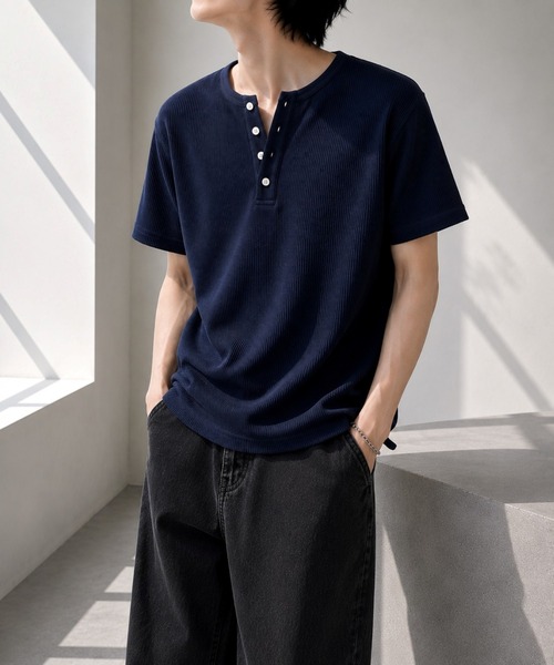 UP START(アップスタート)の「【Bls】 【ZM】【Bling Leads】サーマルワッフル H/N TEE(BL)(Tシャツ/カットソー・メンズ・ホワイト/ネイビー/グレー/カーキ/ライトピンク・MEDIUM/LARGE/X-LARGE)」の9枚目の写真