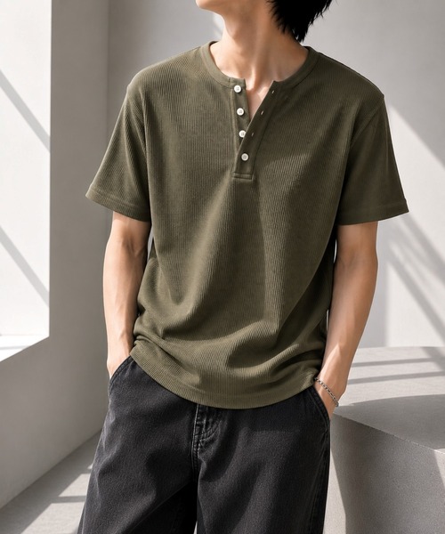 UP START(アップスタート)の「【Bls】 【ZM】【Bling Leads】サーマルワッフル H/N TEE(BL)(Tシャツ/カットソー・メンズ・ホワイト/ネイビー/グレー/カーキ/ライトピンク・MEDIUM/LARGE/X-LARGE)」の10枚目の写真