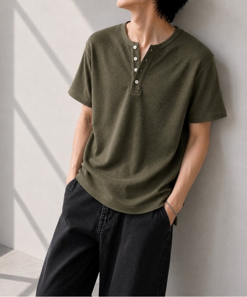 UP START(アップスタート)の「【Bls】 【ZM】【Bling Leads】サーマルワッフル H/N TEE(BL)(Tシャツ/カットソー・メンズ・ホワイト/ネイビー/グレー/カーキ/ライトピンク・MEDIUM/LARGE/X-LARGE)」の11枚目の写真