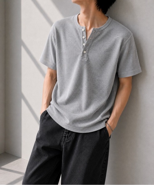 UP START(アップスタート)の「【Bls】 【ZM】【Bling Leads】サーマルワッフル H/N TEE(BL)(Tシャツ/カットソー・メンズ・ホワイト/ネイビー/グレー/カーキ/ライトピンク・MEDIUM/LARGE/X-LARGE)」の12枚目の写真
