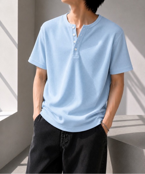 UP START(アップスタート)の「【Bls】 【ZM】【Bling Leads】サーマルワッフル H/N TEE(BL)(Tシャツ/カットソー・メンズ・ホワイト/ネイビー/グレー/カーキ/ライトピンク・MEDIUM/LARGE/X-LARGE)」の15枚目の写真