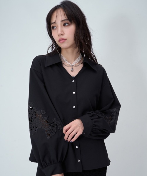 HARE(ハレ)の「パッチレースVネックブラウス(HARE)(シャツ/ブラウス・レディース・グレー/ブラック・FREE)」の19枚目の写真