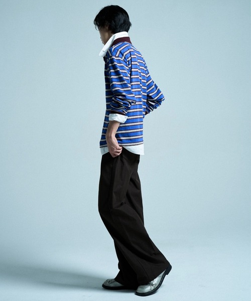 CAMPHOR WOOD(カンファーウッド)の「DOUBLE COLLAR LAYERED BORDER POLO L/S SHIRTS / ダブルカラーレイヤードボーダーポロシャツ(ポロシャツ・メンズ・ブラック/ブルー系/スミクロ・SMALL/LARGE/MEDIUM)」の18枚目の写真