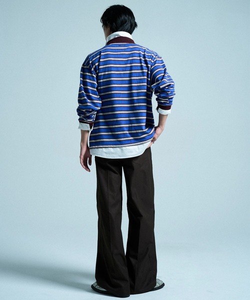 CAMPHOR WOOD(カンファーウッド)の「DOUBLE COLLAR LAYERED BORDER POLO L/S SHIRTS / ダブルカラーレイヤードボーダーポロシャツ(ポロシャツ・メンズ・ブラック/ブルー系/スミクロ・SMALL/LARGE/MEDIUM)」の19枚目の写真