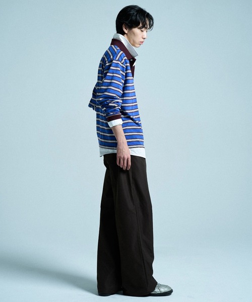 CAMPHOR WOOD(カンファーウッド)の「DOUBLE COLLAR LAYERED BORDER POLO L/S SHIRTS / ダブルカラーレイヤードボーダーポロシャツ(ポロシャツ・メンズ・ブラック/ブルー系/スミクロ・SMALL/LARGE/MEDIUM)」の20枚目の写真
